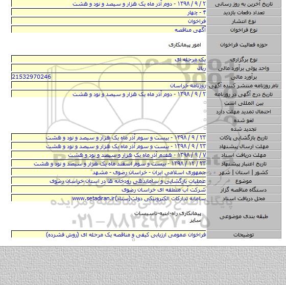 عملیات بازگشایی و ساماندهی رودخانه ها در استان خراسان رضوی