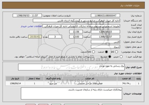 استعلام برق رسانی به موزه نورآباد