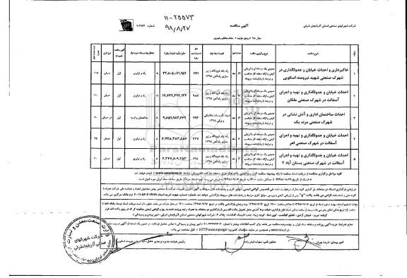 مناقصه , مناقصه خاکبرداری و احداث خیابان و جدولگذاری... 