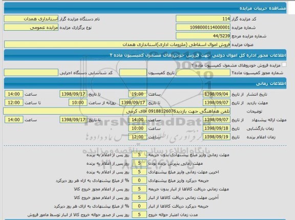 مزایده فروش اموال اسقاطی (ملزومات اداری)