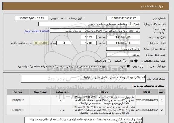 استعلام استعلام خرید تابلوسافت استارت کامل 37 و 15 کیلووات.