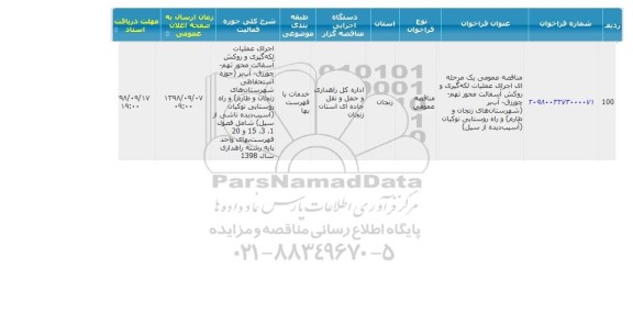 مناقصه اجرای عملیات لکه گیری و روکش آسفالت