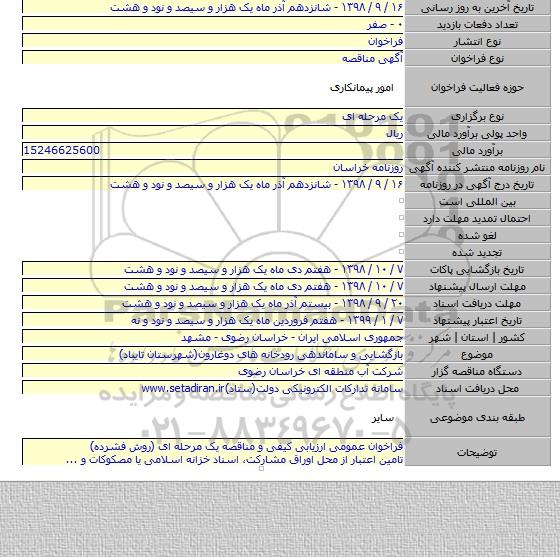 بازگشایی و ساماندهی رودخانه های دوغارون(شهرستان تایباد)