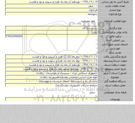 تهیه طرح اجرایی-عملیاتی محدوده قاسم آباد زاهدان