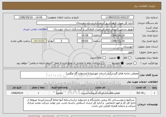 استعلام معرفی جاذبه های گردشگری استان خوزستان(جشنواره گل نرگس)