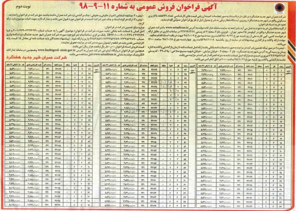 آگهی مزایده مزایده فروش 99 قطعه زمین با کاربری مسکونی