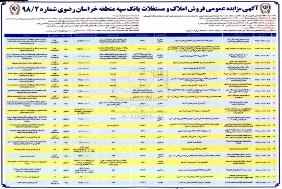 مزایده مزایده فروش املاک و مستغلات کاربری تجاری و مسکونی 