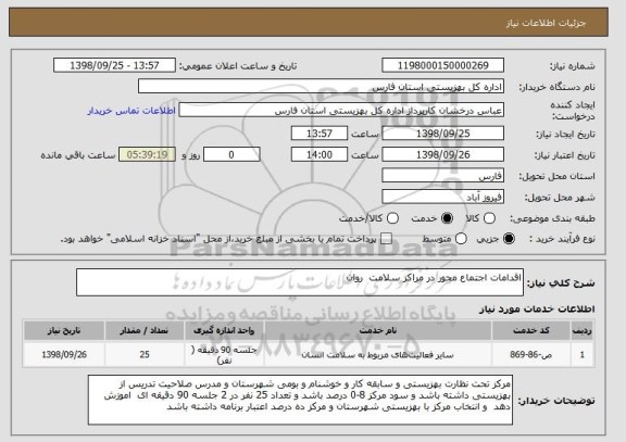 استعلام اقدامات اجتماع محور در مراکز سلامت  روان 