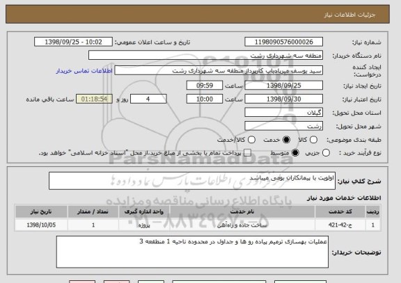 استعلام اولویت با پیمانکاران بومی میباشد 