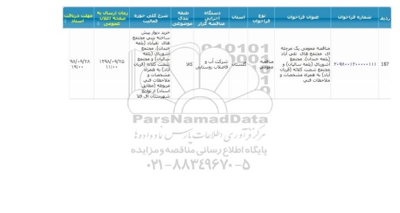 مناقصه عمومی, مناقصه مجتمع های تقی آباد یلمه خندان