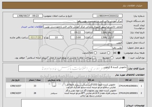 استعلام خاموش کننده 6 کیلویی