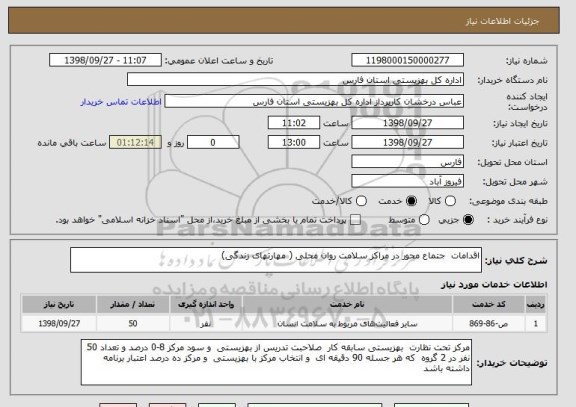 استعلام اقدامات  جتماع محور در مراکز سلامت روان محلی ( مهارتهای زندگی)