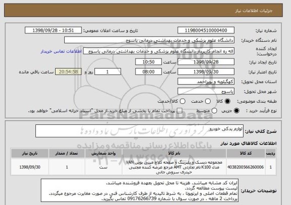 استعلام لوازم یدکی خودرو