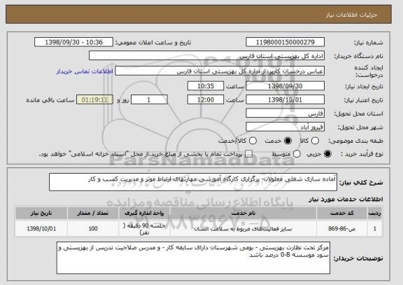 استعلام آماده سازی شغلی معلولان- برگزاری کارگاه آموزشی مهارتهای ارتباط موثر و مدیریت کسب و کار