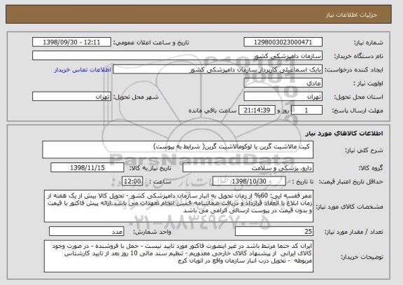 استعلام  کیت مالاشیت گرین یا لوکومالاشیت گرین( شرایط به پیوست) 