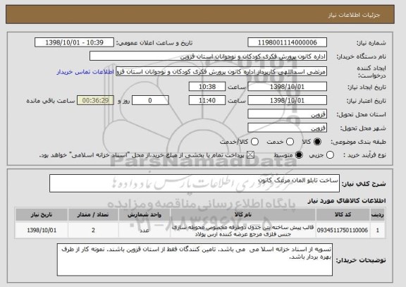 استعلام ساخت تابلو المان مرغک کانون