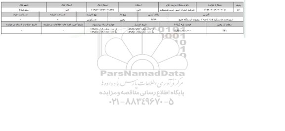 مزایده مزایده زمین مسکونی  پلاک ثبتی 4279