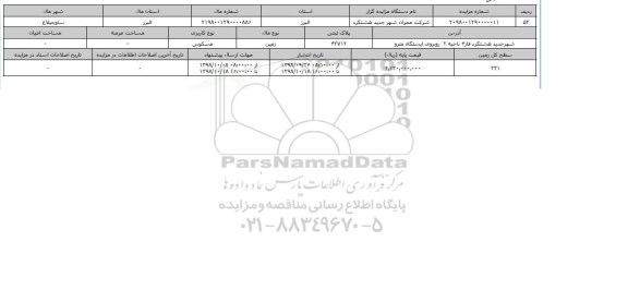 مزایده مزایده زمین مسکونی  پلاک ثبتی 42712