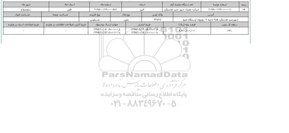 مزایده مزایده  زمین مسکونی  پلاک ثبتی 42727