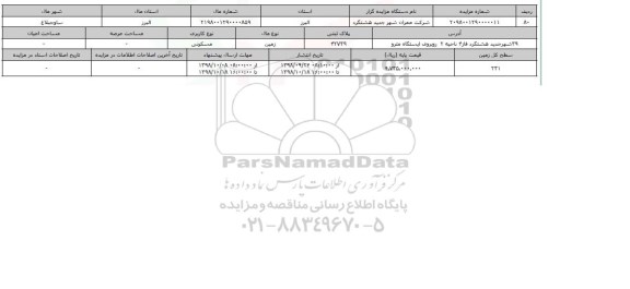 مزایده مزایده زمین مسکونی  پلاک ثبتی 42739