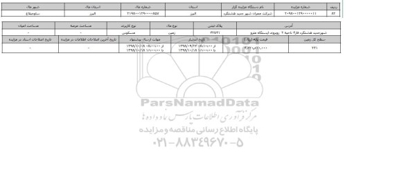 مزایده مزایده زمین مسکونی  پلاک ثبتی 42741