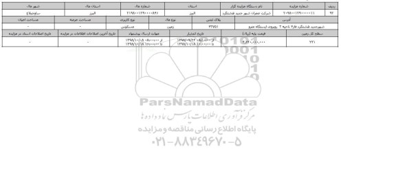 مزایده مزایده زمین مسکونی  پلاک ثبتی 42751