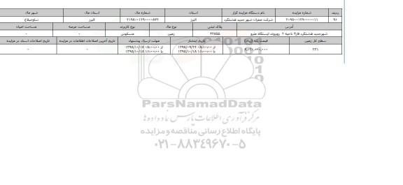 مزایده مزایده زمین مسکونی  پلاک ثبتی 42755