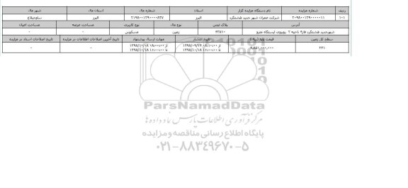 مزایده مزایده زمین مسکونی  پلاک ثبتی 42760