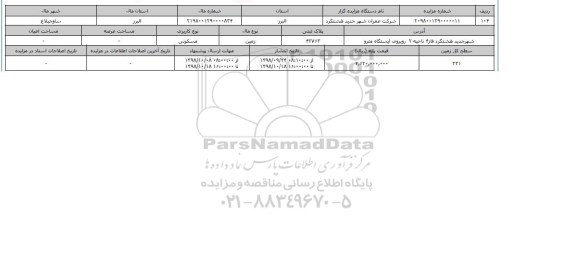 مزایده مزایده زمین مسکونی  پلاک ثبتی 42763