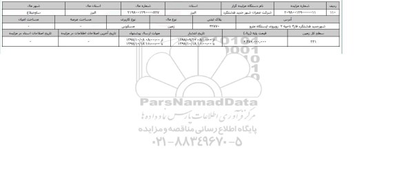 مزایده مزایده زمین مسکونی  پلاک ثبتی 42770