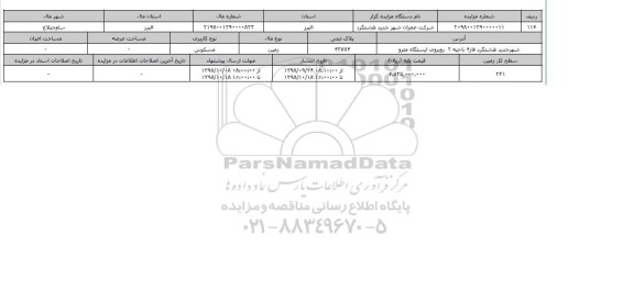 مزایده مزایده زمین مسکونی  پلاک ثبتی 42774