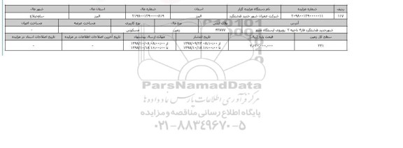 مزایده مزایده زمین مسکونی  پلاک ثبتی 42777