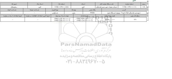 مزایده مزایده زمین مسکونی  پلاک ثبتی 42778