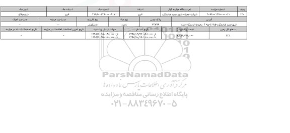 مزایده مزایده زمین مسکونی  پلاک ثبتی 42779