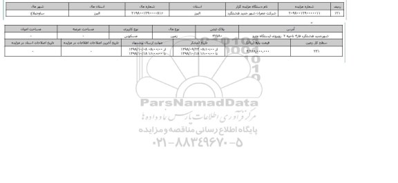 مزایده مزایده زمین مسکونی  پلاک ثبتی 42780