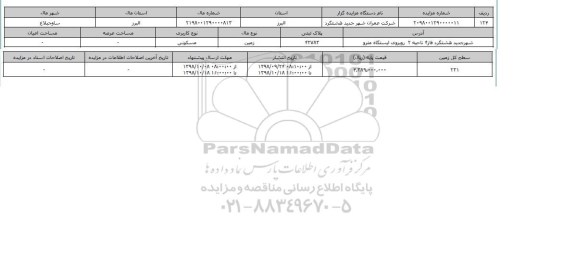 مزایده مزایده  زمین مسکونی  پلاک ثبتی 42783