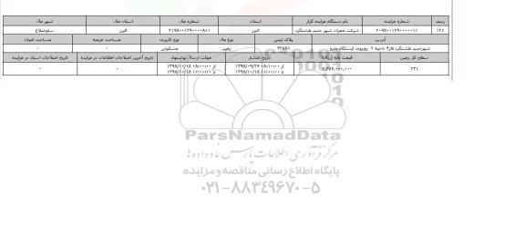 مزایده مزایده  زمین مسکونی  پلاک ثبتی 42786