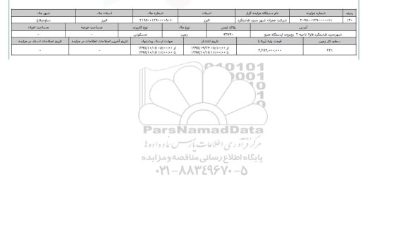 مزایده مزایده زمین مسکونی  پلاک ثبتی 42790