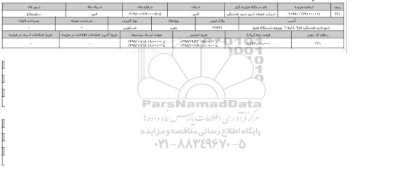 مزایده مزایده  زمین مسکونی  پلاک ثبتی 42791 