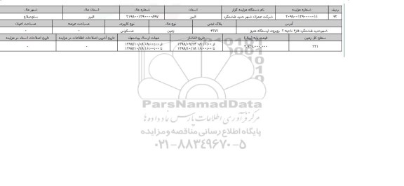 مزایده مزایده  زمین مسکونی  پلاک ثبتی 4271