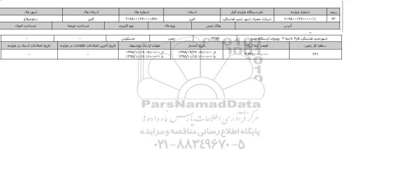 مزایده مزایده  زمین مسکونی  پلاک ثبتی 4272