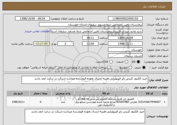 استعلام خرید الکترود کربنی رابر فیزیوتراپی-هزینه ارسال بعهده فروشنده میباشد-شرکت در سایت ایمد باشد