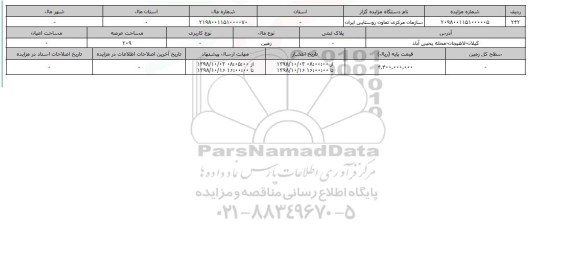 مزایده مزایده  زمین عرصه 209