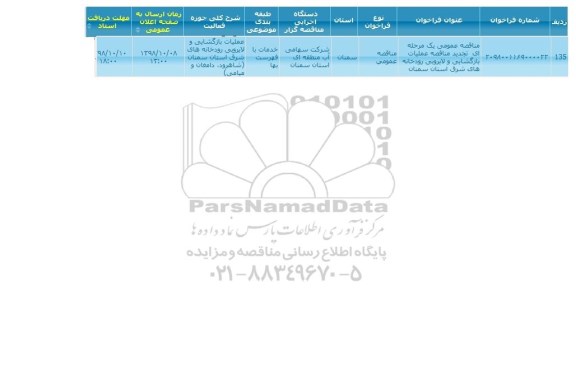 مناقصه عملیات بازگشایی و لایروبی