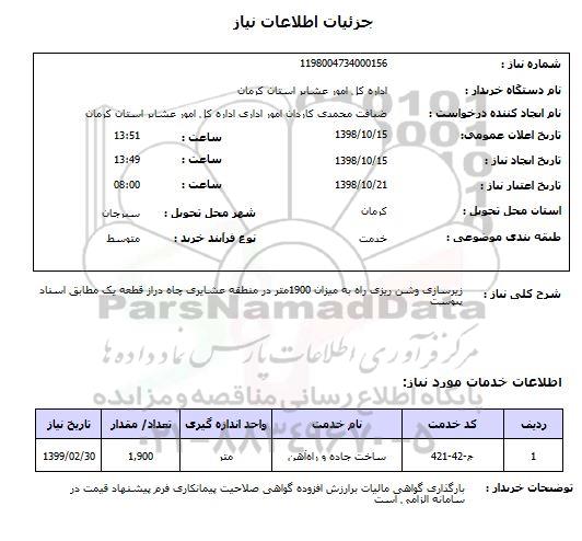 استعلام زیرسازی وشن ریزی راه به میزان 1900متر در منطقه عشایری چاه دراز قطعه یک مطابق اسناد پیوست