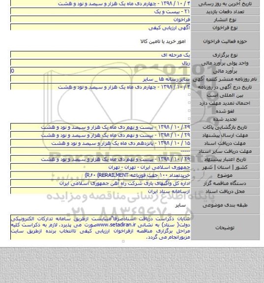 خریدتعداد ۱۰۰ جفت قورباغه  R۶۰ (RERAILMENT)