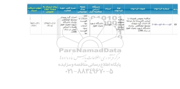 مناقصه احداث گیت ورودی مجتمع 