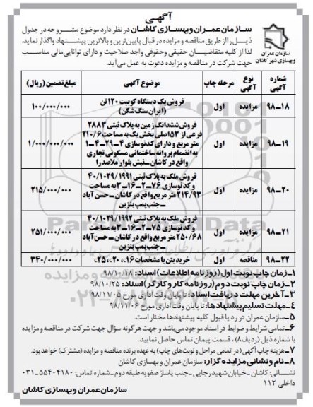 مناقصه، مناقصه خرید بتن 