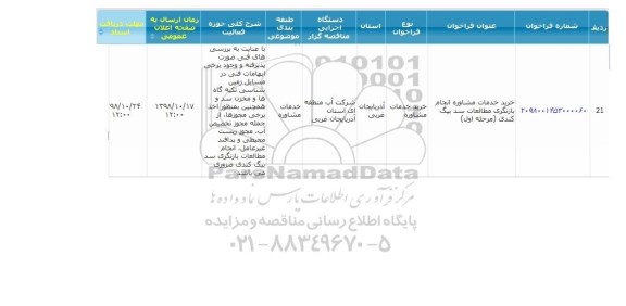 فراخوان ارزیابی کیفی، فراخوان خرید خدمات مشاوره انجام بازنگری مطالعات سد بیگ کندی 