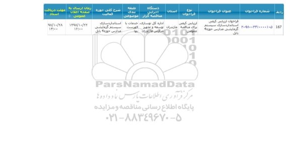 فراخوان, فراخوان ارزیابی کیفی استانداردسازی سیستم گرمایشی